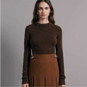 Rag & Bone Cashmere Pierce Slim Crew Sweater Chocolate Brown Multi Size L